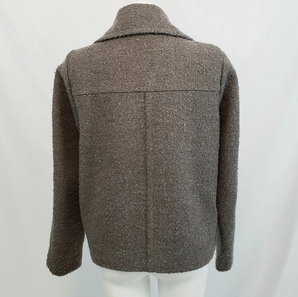 GAP Fuzzy Double Breasted Pea Coat Brown Taupe Textured Jacket - Picture 4 of 12